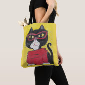 Tote Bag Hipster Folk Art Turtleneck Chat (De près)