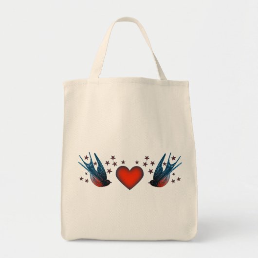 Tote Bag Hirondelles et étoiles (Devant)