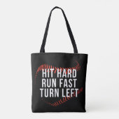 Tote Bag Hit Hard Run Fast Turn Left Drôle Lecteur De Baseb (Dos)