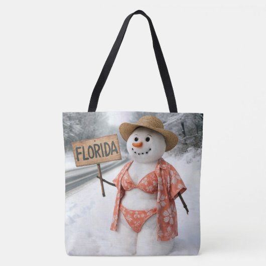 Tote Bag Hitchhiking Snow Lady With Florida Sign (Devant)