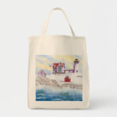Tote Bag hiver à Nubble LIghthouse dans le Maine (Devant)