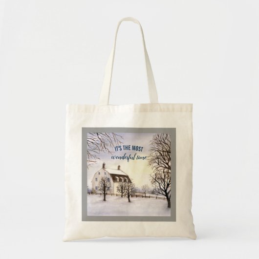 Tote Bag Hiver en Nouvelle-Angleterre aquarelle peinture (Devant)
