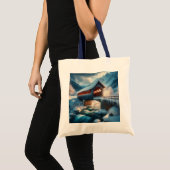 Tote Bag Hiver, pont enneigé et rivière (Devant (produit))
