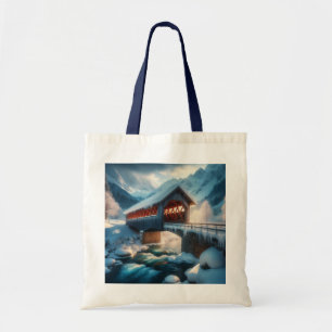 Tote Bag Hiver, pont enneigé et rivière