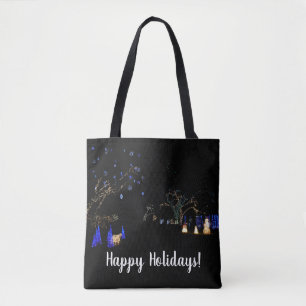 Tote Bag Hiver Wonderland Lumières Bleu et blanc Vacances