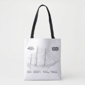 Tote Bag HMS Beagle Tall Ship - Plan d'expédition BD (Devant)