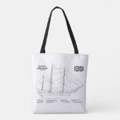 Tote Bag HMS Beagle Tall Ship - Plan d'expédition BD (Dos)