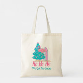 Tote Bag Ho Ho Ho Funny Flamant rose Beach Noël (Dos)