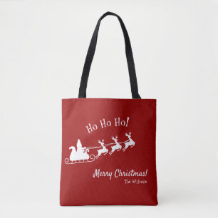 Tote Bag Ho Ho Ho Joyeux Noël avec Père Noël, Rouge