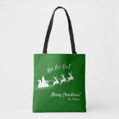 Tote Bag Ho Ho Ho Joyeux Noël avec Père Noël, Vert (Devant)