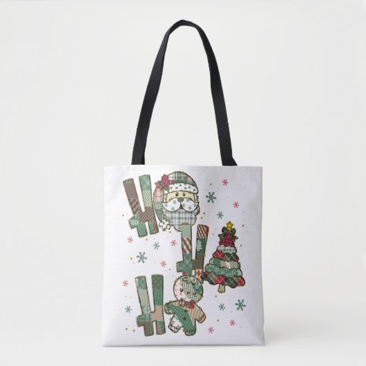 Tote Bag Ho Ho Ho Noël Patchwork Festif (Devant)