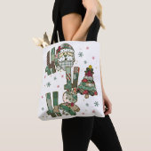 Tote Bag Ho Ho Ho Noël Patchwork Festif (De près)