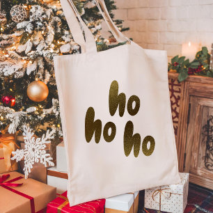 Tote Bag Ho Ho Ho Typographie or Noël minimaliste