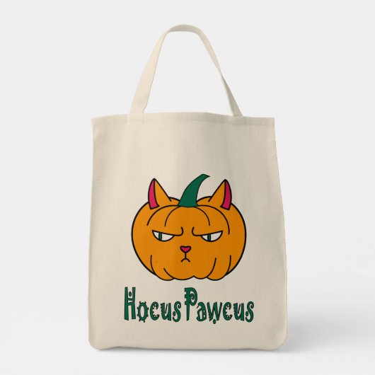 Tote Bag Hocus pawcus Halloween citrouille ginger cat magie (Dos)