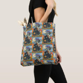 TOTE BAG HOCUS POCUS NOIR CAT WITCH & MOUSE HALLOWEEN (De près)
