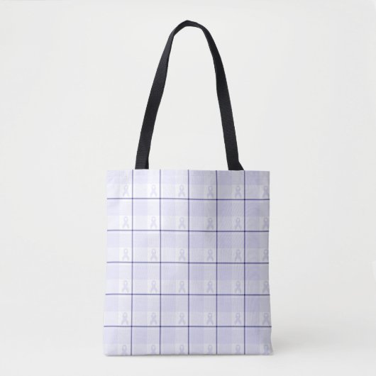 Tote Bag Hodgkin's Lymphoma Awareness Plaid Lavender Ribbon (Devant)