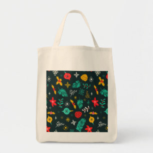 Tote Bag Holiday Christmas Holly Berries Festive Baubles