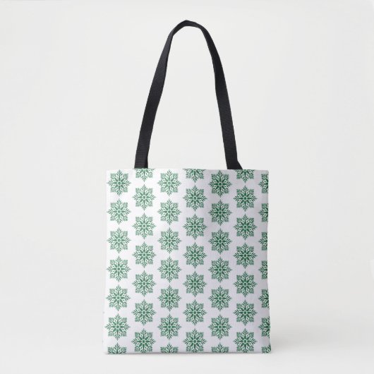 Tote Bag Holiday Snowflake Plaid Pattern Green (Devant)