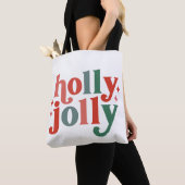 Tote Bag Holly Jolly - Typographie des Fêtes Rétro (De près)