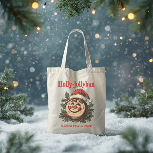 Tote Bag Holly-Jollybun – Calembour de bonhomme de Noël sur
