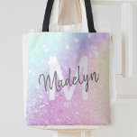 Tote Bag Holographe de Parties scintillant glamour Monogram<br><div class="desc">Personnalisez facilement cet élégant motif de parties scintillant bokeh coloré avec votre nom et/ou monogramme personnalisés.</div>