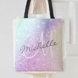Tote Bag Holographe de Parties scintillant glamour Monogram<br><div class="desc">Personnalisez facilement cet élégant motif de parties scintillant bokeh coloré avec votre nom et/ou monogramme personnalisés.</div>