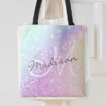 Tote Bag Holographe de Parties scintillant glamour Monogram<br><div class="desc">Personnalisez facilement cet élégant motif bokeh couleur faux parties scintillant avec votre nom et/ou monogramme personnalisés.</div>