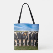 Tote Bag Holstein Cow porte un Casquette de cowboy (Dos)