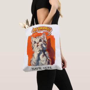 Tote Bag Holy Furball ! Charmant chaton chic vintage