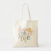 Tote Bag Homeschool Life Pastel Rainbow Colonnes Signature (Devant)