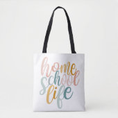 Tote Bag Homeschool Life Pastel Rainbow Colonnes Signature (Devant)