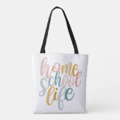Tote Bag Homeschool Life Pastel Rainbow Colonnes Signature (Dos)