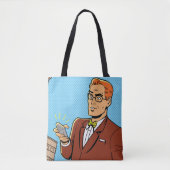 Tote Bag Homme de style BD regardant un téléphone portable (Devant)