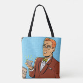 Tote Bag Homme de style BD regardant un téléphone portable (Dos)
