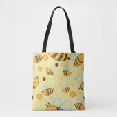 Tote Bag Honey Bees on a Fresh Yellow Background (Devant)