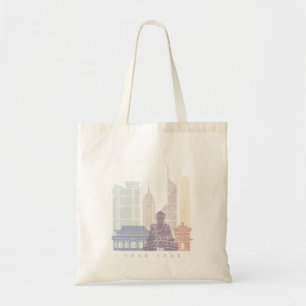 TOTE BAG HONG KONG SKYLINE POSTER PASTEL