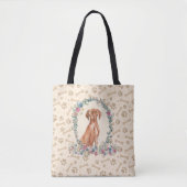 Tote Bag Hongrois Vizsla Chien Empreinte de patte & Chien B (Devant)
