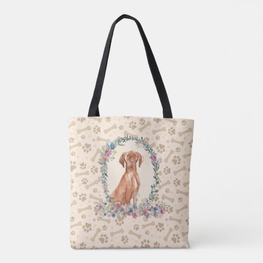 Tote Bag Hongrois Vizsla Chien Empreinte de patte & Chien B (Dos)