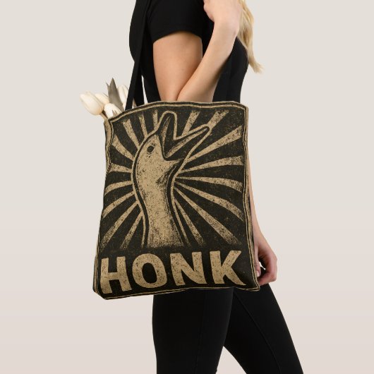Tote Bag Honk Goose Funny Duck Chicken Mème (De près)
