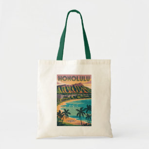Tote Bag Honolulu Hawaii Illustration Voyage Art Vintage