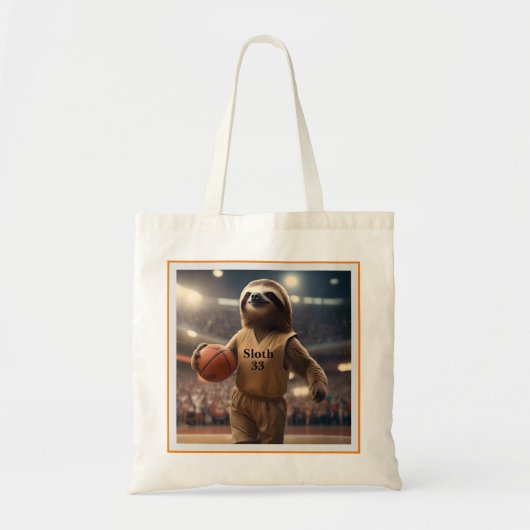Tote Bag Hoops and Hangs : Le Slam Dunking Sloth, (Devant)