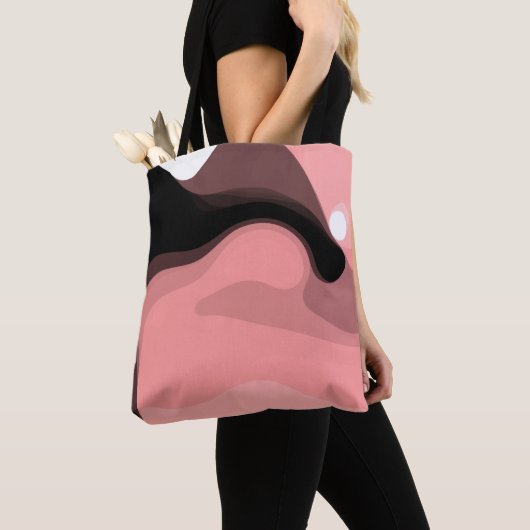 Tote Bag Horizon coucher de soleil : rose, noir et blanc Ab (De près)