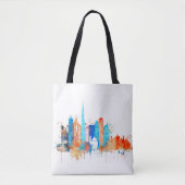 Tote Bag Horizon d'aquarelle de Dubaï (Devant)