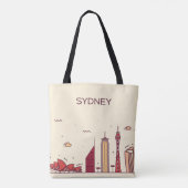 Tote Bag Horizon de griffonnage de Sydney, Australie | (Dos)