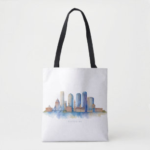 Tote Bag Horizon de la ville de Boston à l'aquarelle Mode