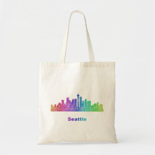 Tote Bag Horizon de Seattle d'arc-en-ciel