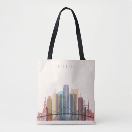 Tote Bag Horizon de ville de Detroit, Michigan | (Devant)
