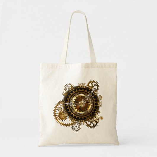 Tote Bag Horloge Steampunk avec des engrenages anciens (Devant)