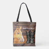 Tote Bag Horse Cowboy Boots Rustic Barque (Dos)