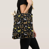 Tote Bag Horse Racing Derby Day Party Black Gold Motif (De près)